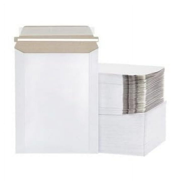 150 Pack 9.75x12.25 White Rigid Stay Flats Self-Seal Cardboard Envelope Mailers 9.75"x12.25"