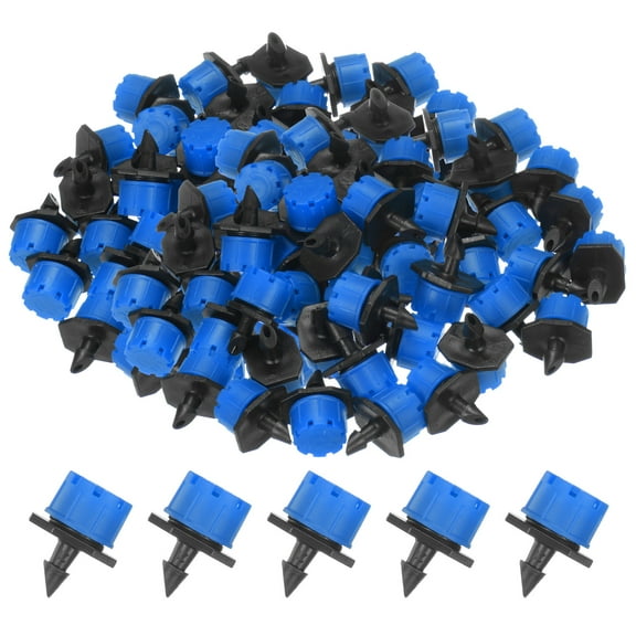 150-Pack Adjustable Irrigation Dripper, 1/4 Inch Barbed Emitter Drip Sprinklers Garden Watering System [Blue]