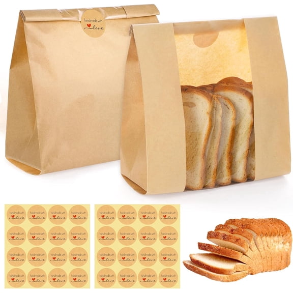 150 pack Bread Bags with Window with 160 Stickers for Bread Storage(14*8.3*3.5 Inch)