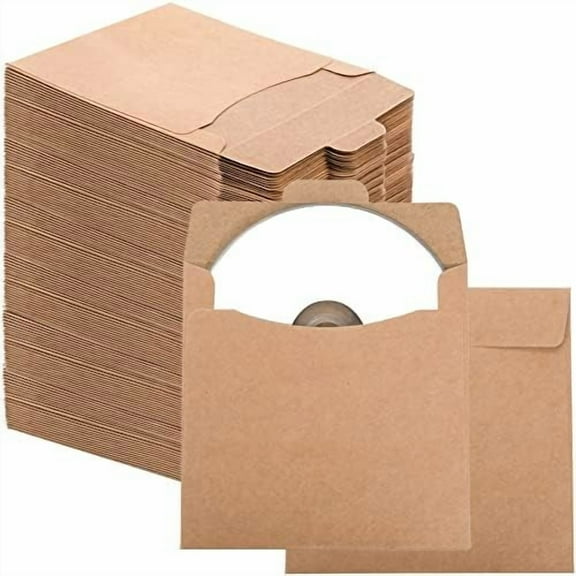 150 Pack CD Sleeves Kraft Paper DVD Envelopes, 5" x 5" Blank CD Paper Cardboard, CD Kraft Paper Storage Holder Covers Packaging Sleeves$$Furniture