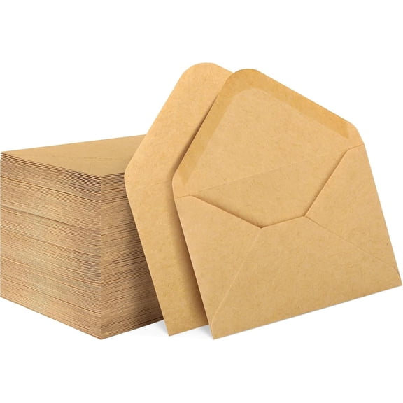 150 Pack Card Envelopes, 4" x 2.75" Mini Envelopes, Brown Business Card Envelopes, Small Envelopes for Holidays, Weddings, Showers, Birthdays Banquets