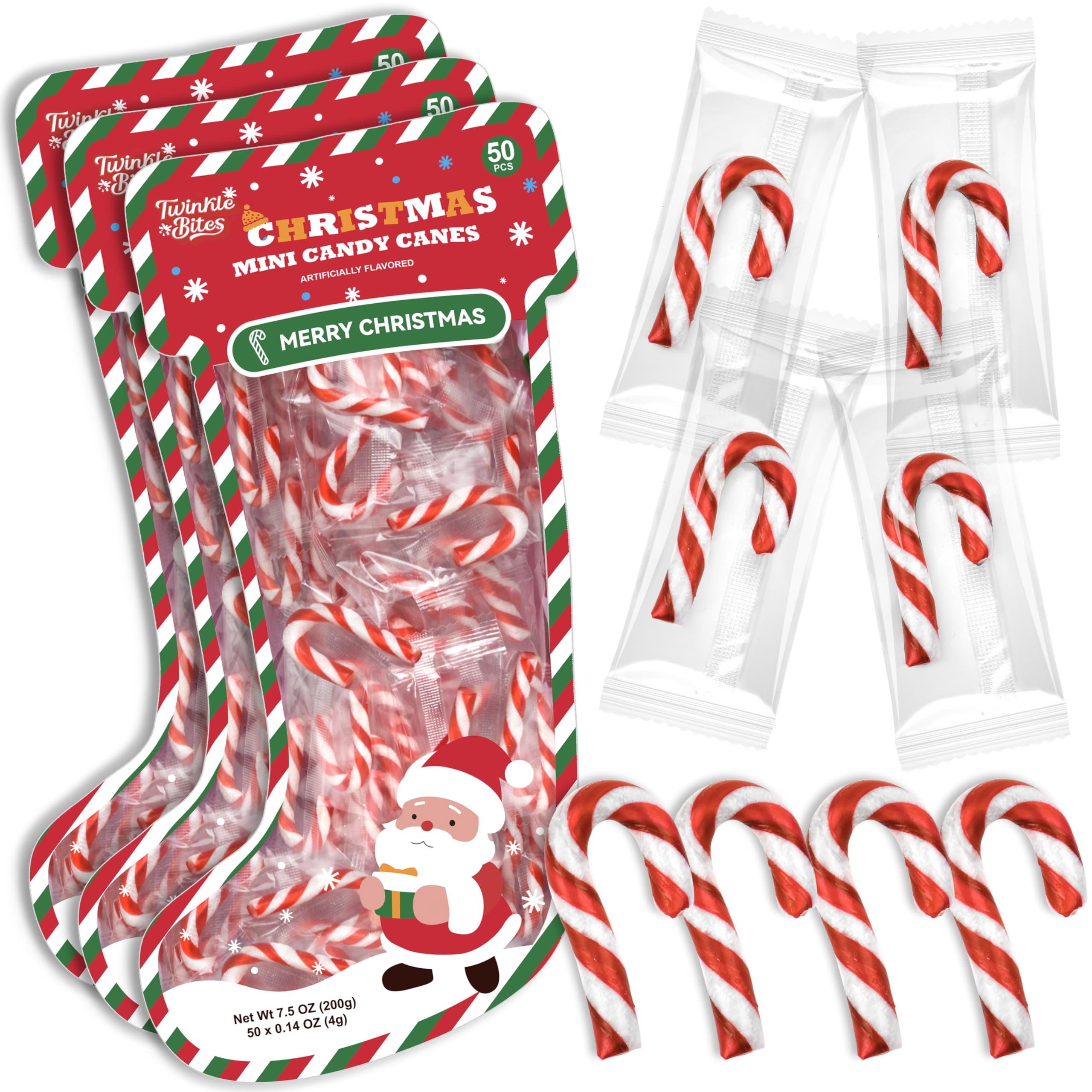 150 Pack Christmas Mini AIF9 Candy Canes Packed Individually Wrapped ...