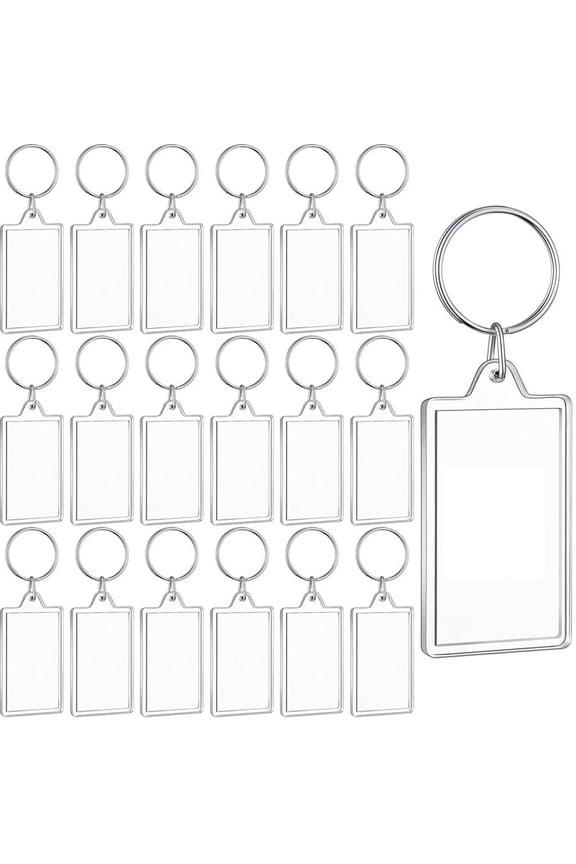 150 Pack Clear Acrylic Photo Picture Keychain Blank Insert Keyring DIY Personalize Favor for Family Friends