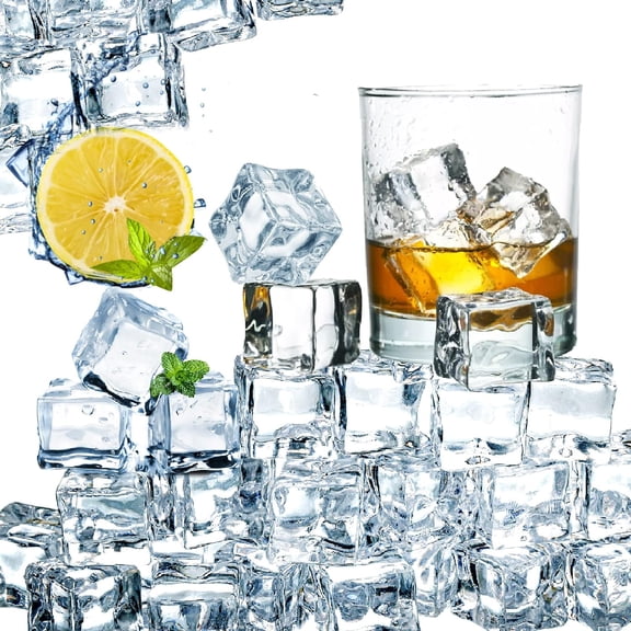 150 Pack Clear Fake Ice Cubes, 0.7" (18mm) Acrylic Decorative Ice Rocks Square Artificial Crystals Vase Rocks for Home, Wedding Decoration, Vase Fillers, Photography Props, Party Table Scatter