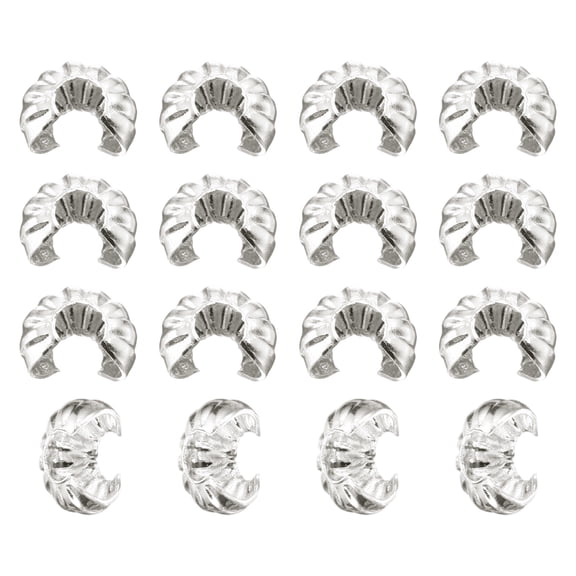 150 Pack Crimp Bead Covers, 4mm/0.16" Half Round Open Crimp Beads Knot Cover for Jewelry Making, Silver