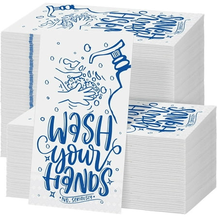 150 Pack Disposable Bathroom Napkins Wash Your Hands Paper Napkins Bathroom Etiquette Guest Dinner Napkins Decorative Paper Hand Towels for Bathroom Wedding Birthday Anniversary, Dark Blue