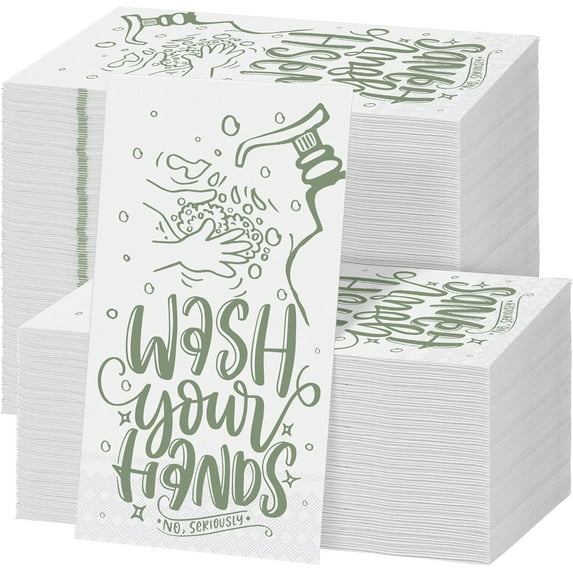 150 Pack Disposable Bathroom Napkins Wash Your Hands Paper Napkins Bathroom Etiquette Guest Dinner Napkins Decorative Paper Hand Towels for Bathroom Wedding Birthday Anniversary, Sage Green