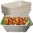 thumbnail image 1 of (150 Pack) EcoQuality 34oz Disposable Bowls - Rectangular Compostable Sugarcane Fiber Biodegradable Paper Bowls Eco-Friendly Oblong Take Out Food Containers, Food Storage, Microwave Safe, Meal Prep, 1 of 8