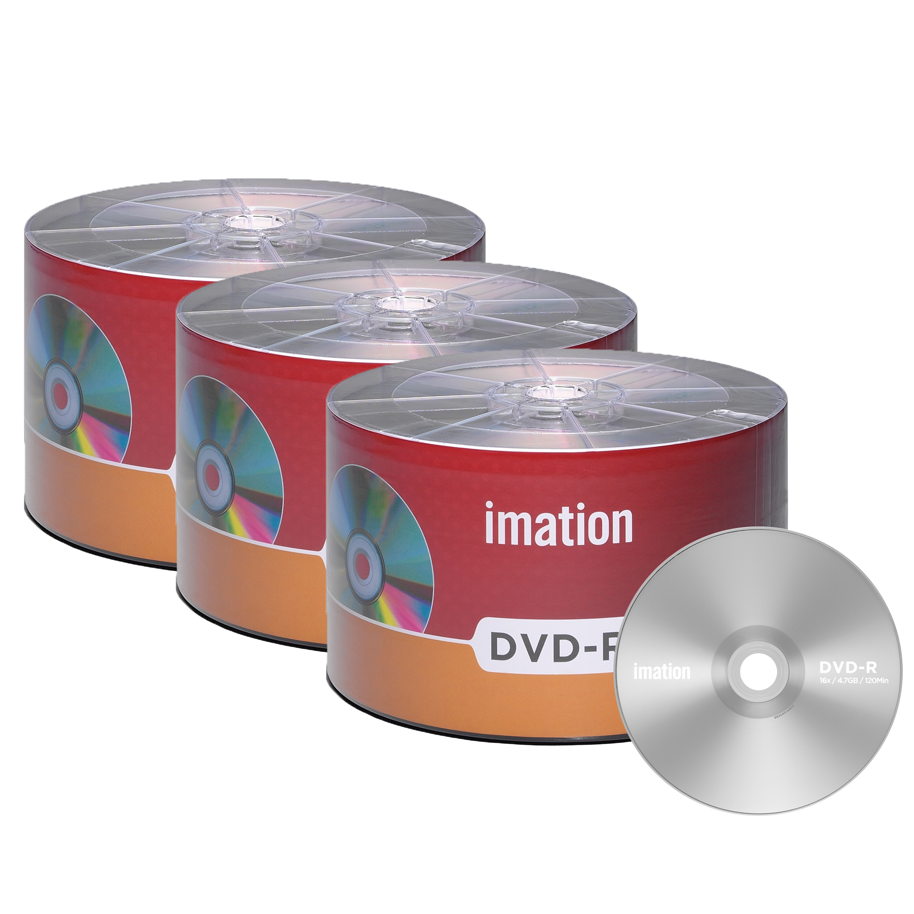 150 Pack Imation DVD-R 16X 4.7GB/120Min Branded Logo Blank Media Recordable Data Disc - image 1 of 2