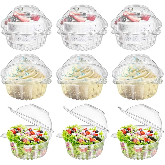 150 Pack Individual Cupcake Containers, Plastic Cupcake Holder with Lid, Single Cupcake Boxes, Muffin Container for Party, Stackable