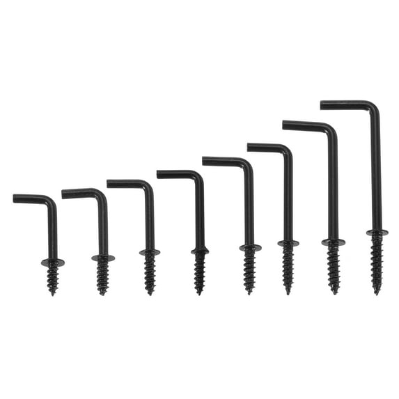 150 Pack L Shape Hooks, Right Angle Screw Hooks for Hanging, Black