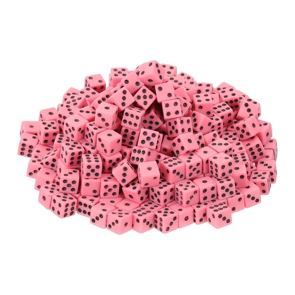 150 Pack Mini Dice, 8mm/0.31" Acrylic Tiny Six Side Game Dot Square Dice Bulk for Table Board Game Party Activities, Pink/Black