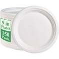thumbnail image 1 of 150 Pack Paper Plates 9 inch 100% Compostable, Heavy-Duty Disposable Paper Plates Bagasse Natural Biodegradable Eco-Friendly Sugarcane（White）, 1 of 3