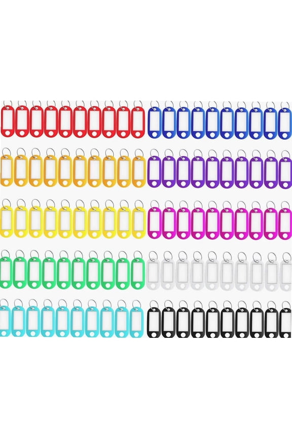 150 Pack Plastic Key Tags, 10 Assorted Colors Key Keychain Tags with Labels, Key Chain Label Tags Identifiers ID Tags with Split Ring