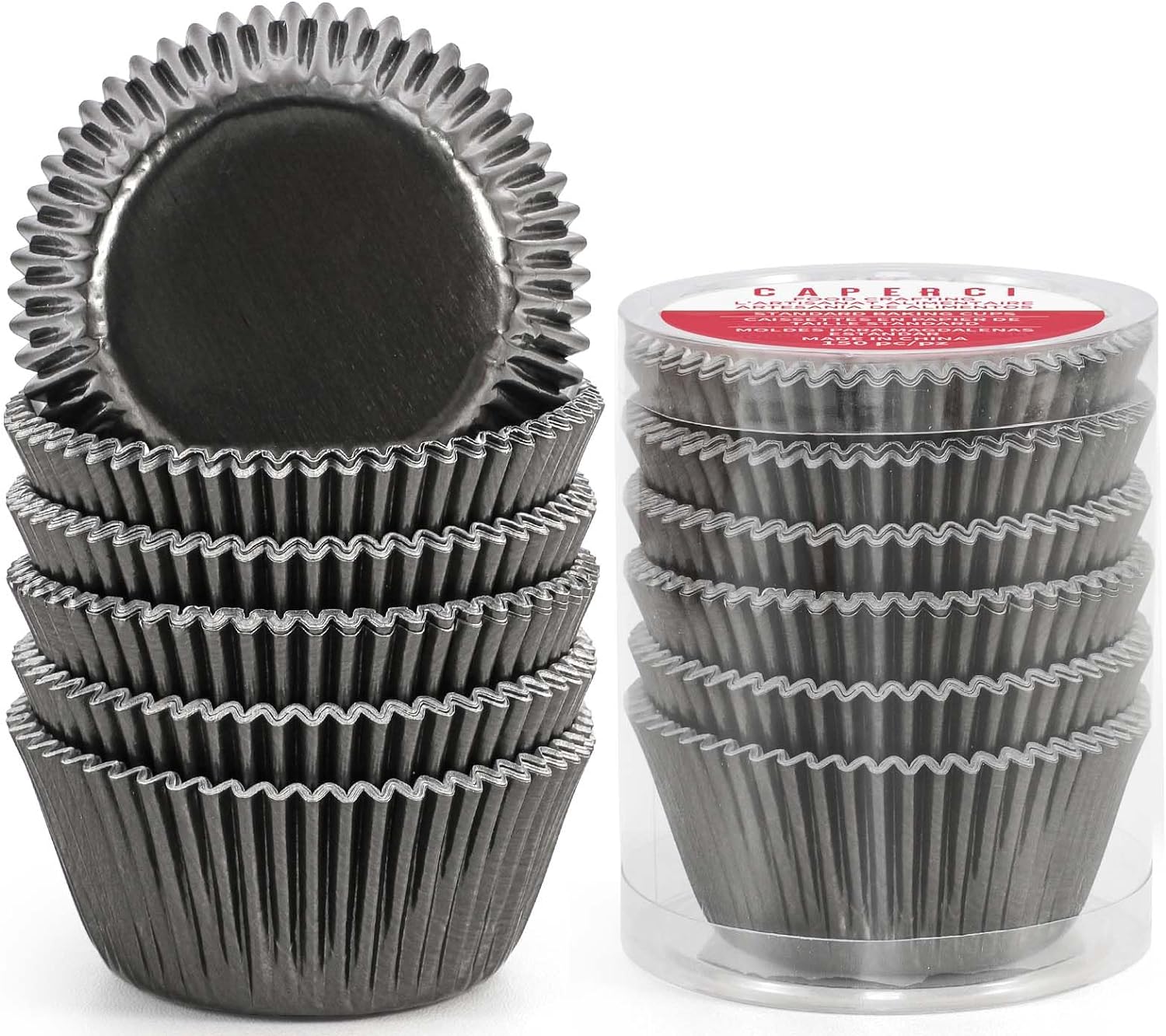 150Pack Premium Black Foil Cupcake Muffin Liners Greaseproof Baking