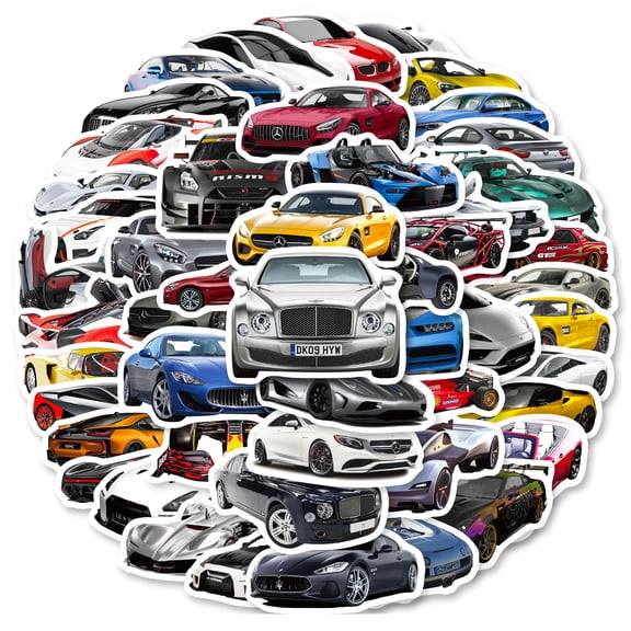 150-Pack Racing Car Stickers - Cartoon Supercar Decals for Personalizing Luggage, Skateboards, and Laptops