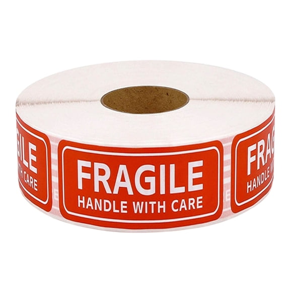 150 Pack Red Fragile Warning Stickers, Heavy Duty Caution Shipping Labels with Strong Adhesive, Bright Red Handle with Care Stickers for Packing Moving Boxes