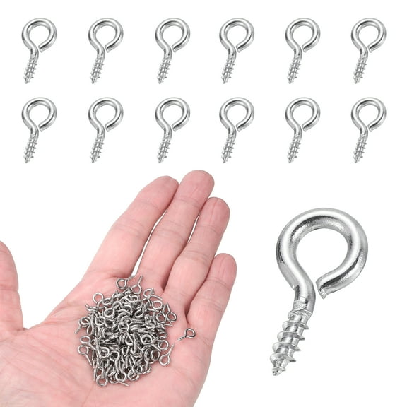 150 Pack Screw Hooks Eyes, M1.4x12mm 304 Stainless Steel Small Eye Bolts Screw