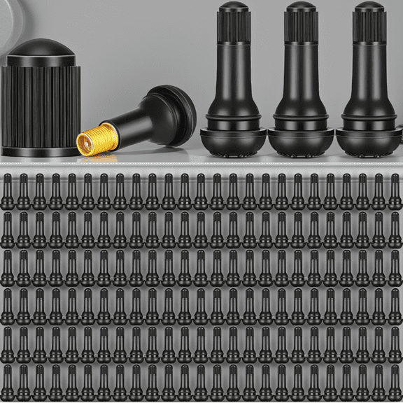 150 Pack TR413 Snap-In Tubeless Tire Valve Stems, 0.453" Rim Hole, Fits Cars , Black