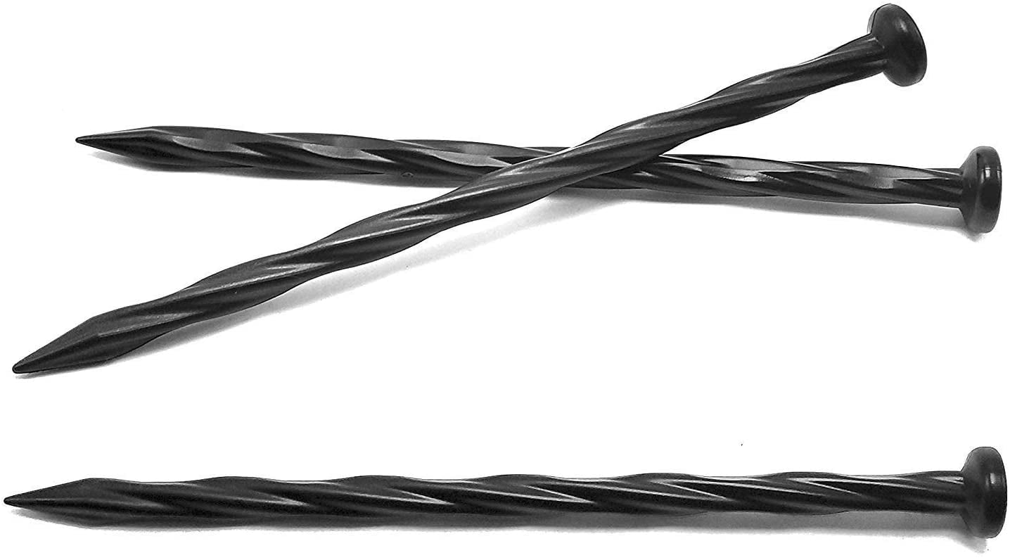 (150 Pack) USA Made - 8" Inch Plastic Edging Nails, Spiral Nylon Landscape Stake Nail / Anchoring Spikes For Paver Edging, Weed Barrier, Artificial Turf (Fits Most Brands Dimex EasyFlex Proflex)