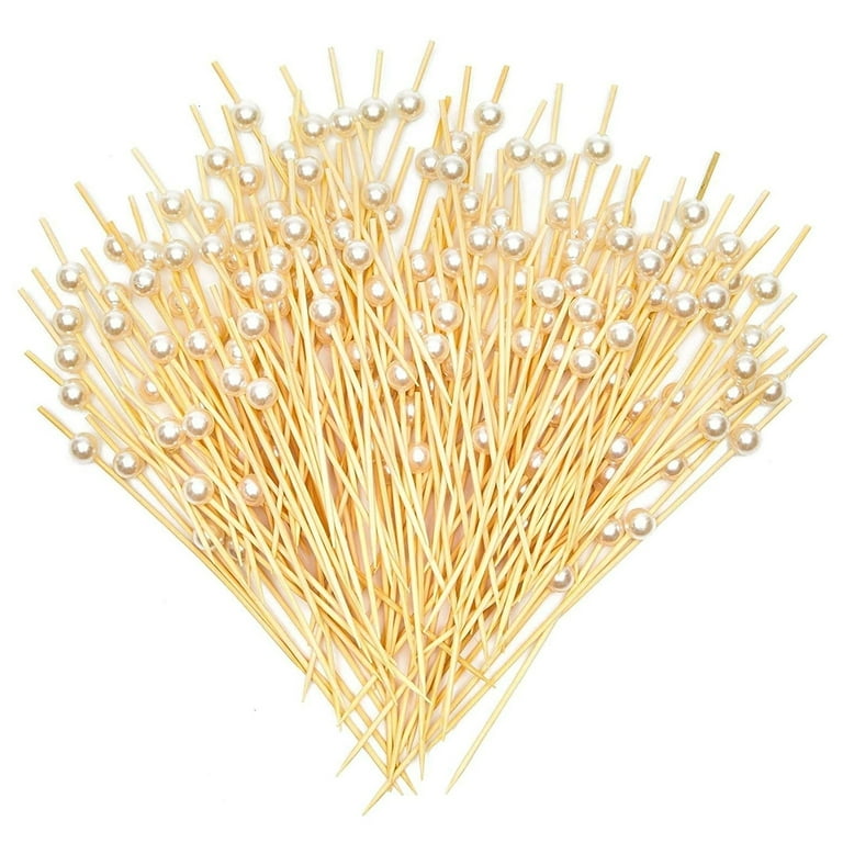 Bamboomn Marque – Décoratifs Pearl Extrémité En Bambou Picks 11,9 Cm (12 Cm) – 4 Couleurs – 100/300/1000 Pièces, Assortment 95