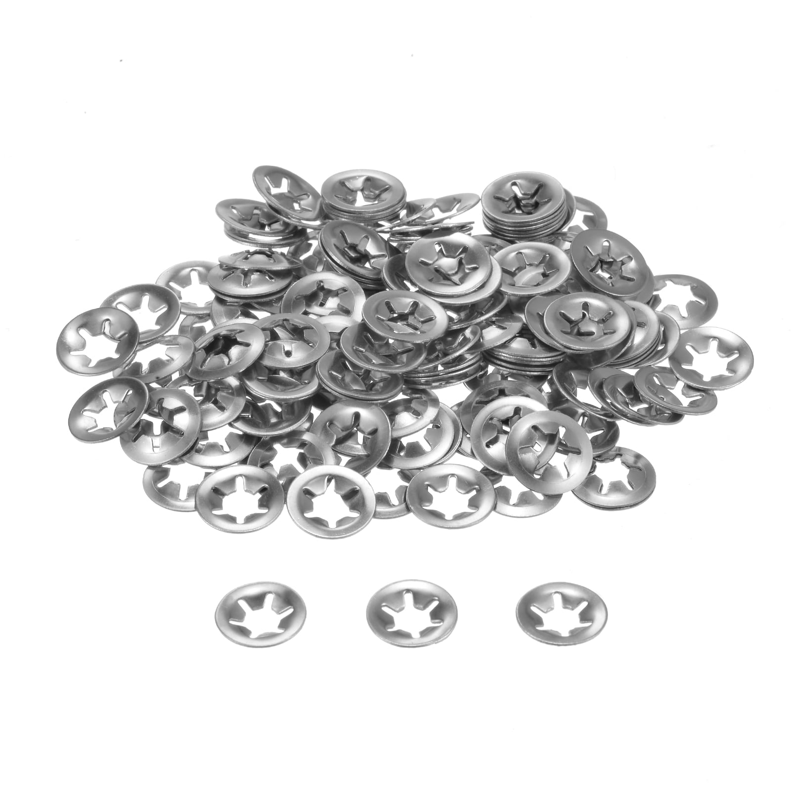 150 Packs Internal Tooth Starlock Push on Locking Washers, Stainless