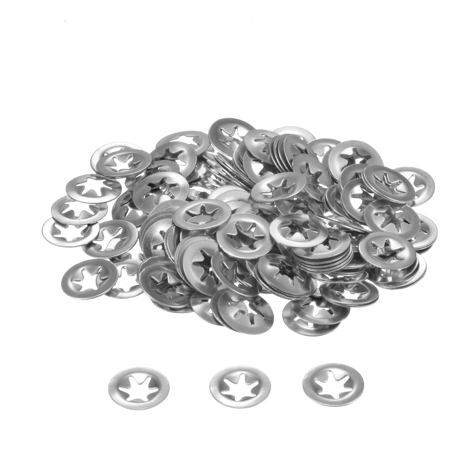 150 Packs Internal Tooth Starlock Push on Locking Washers, Stainless