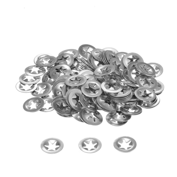 150 Packs Internal Tooth Starlock Push on Locking Washers, Stainless Steel Push Nut Washers, M5 x 14mm