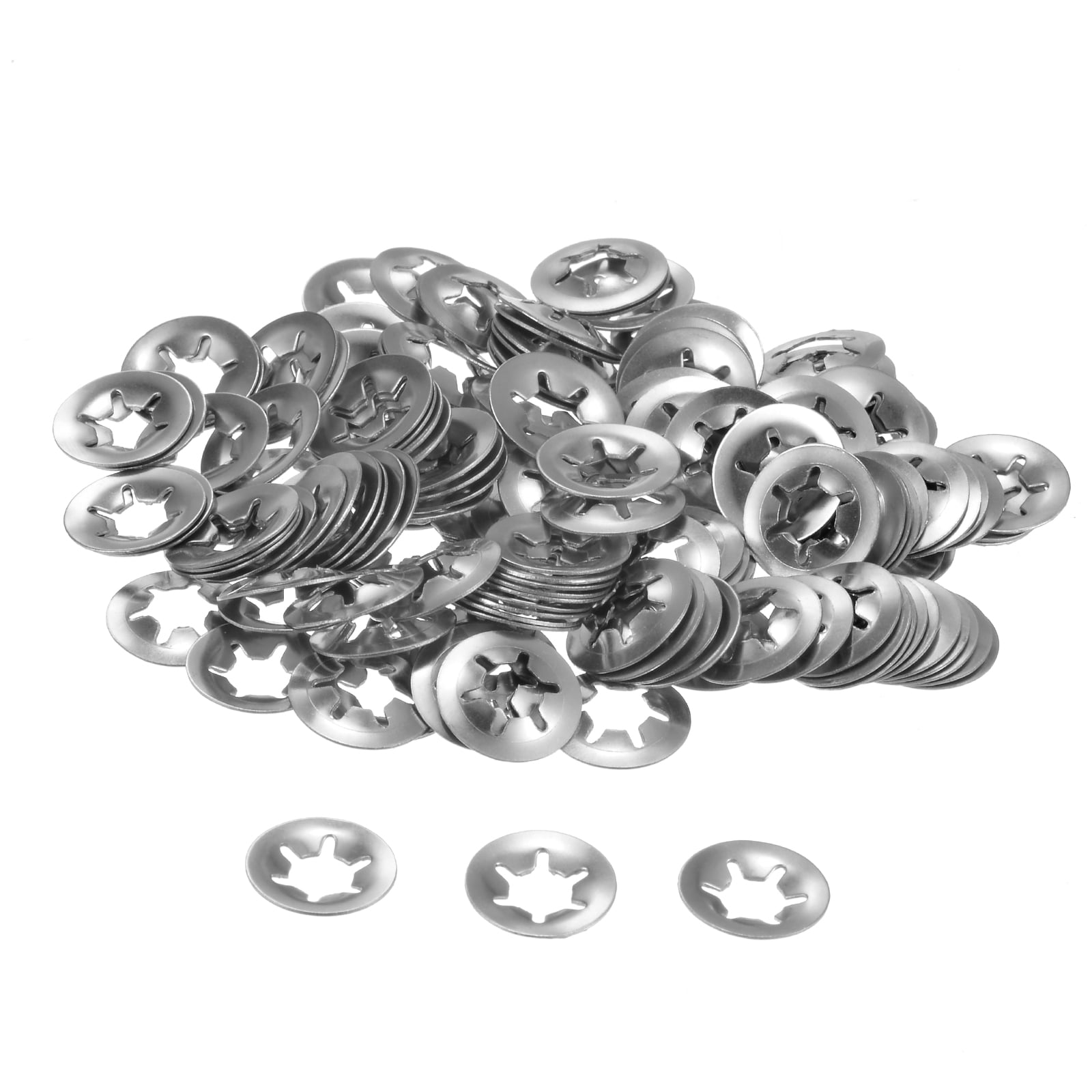 150 Packs Internal Tooth Starlock Push on Locking Washers, Stainless