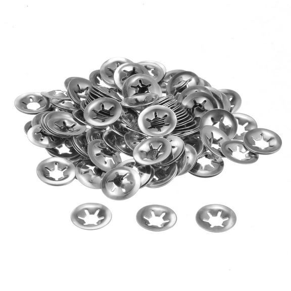 150 Packs Internal Tooth Starlock Push on Locking Washers, Stainless Steel Push Nut Washers, M6 x 16mm