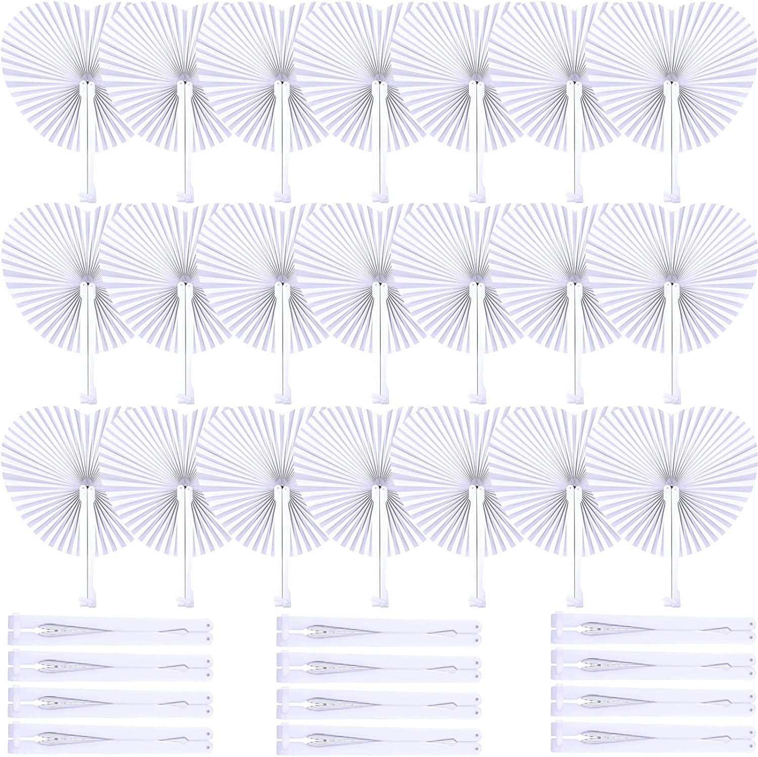 150 Packs Wedding Paper Fans Heart Shaped Folding Paper Fans Handheld ...