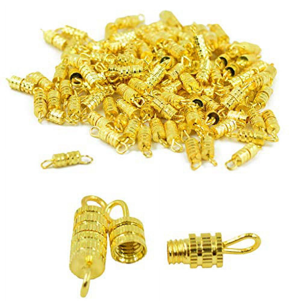 150 Pcs 14X3mm Gold Copper Barrel Screw Clasps for Jewelry Making