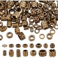 thumbnail image 1 of 150 Pcs 15 Styles Alloy Spacer Beads Antique Bronze Hair Beads Alloy Dreadlock Beads 4-10mm Large Hole Loose Beads for Hair Braids Hair Decoration, 1 of 9