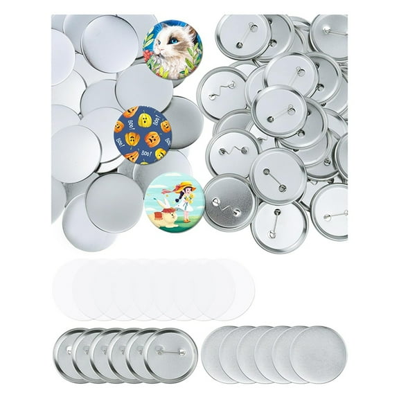 150 Pcs 2.28inch(58mm) Button Blanks Kit- for Custom Pins, Includes Metal Shells, Pin Backs&Clear Film