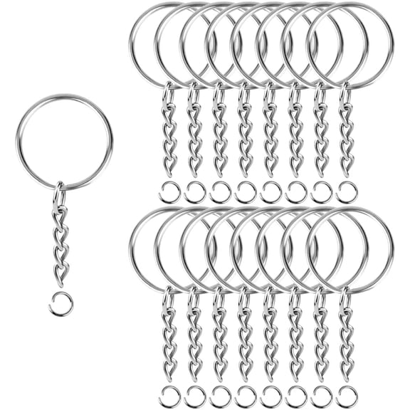 150 Pcs 25mm Silver Metal Split Keychain Ring Chain Jump Ring Kit Jewelry Making Crafts