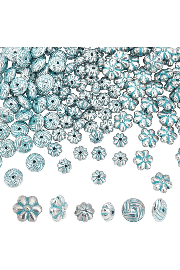 150 Pcs 3 Shapes 85mm Flower Spacer Beads Daisy CCB Spacers Turquoise Flower Septal Beads for DIY Bracelet Necklace Jewelry Making Supplies