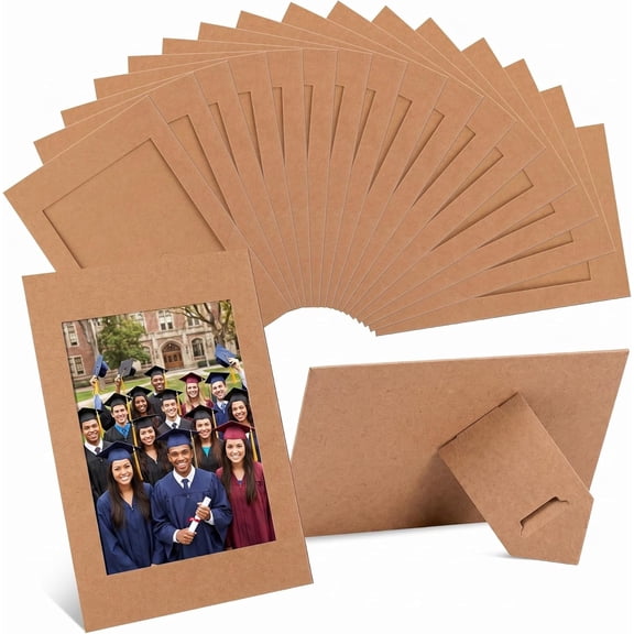 150 Pcs 4 x 6 Inch Paper Picture Frames Bulk Graduation Standing Photo Frames with Easel Stand Cardboard Picture Art for Family DIY Craft Decoration Weddings Display(4x6 Inch, Kraft)