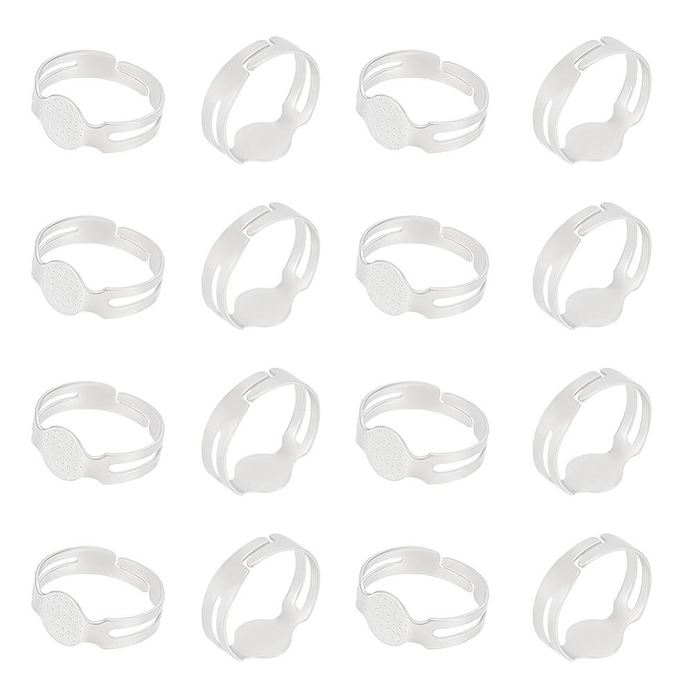 Pad Ring Base 150 Pcs Adjustable Blank Rings Base Finger Rings 7mm Alloy Pad Ring ...