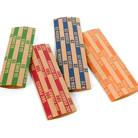 150 Pcs Bundle Flat Striped Coin Wrappers (Assorted Colors)