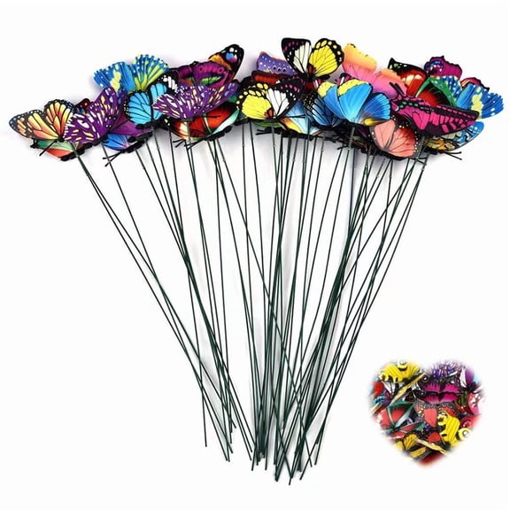 Generic 150 Pcs Colorful Butterfly Garden Stakes, Waterproof Pvc Decorative Stakes for Potted Plants & Lawn