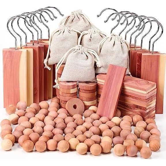 150 Pcs Cedar Blocks for Clothes Storage Aromatic Planks with Metal Hooks Cedar Chips and Balls Wooden Scented Accessories for Drawer Closet Freshener$$Home Decor, Kitchen, & Other