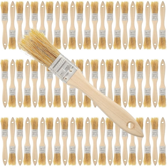 Fzchyzoar 150 Pcs Chip Paint Brushes 1 Inch Paint Brush Multi use Paint Brushes Bulk Household Bristle Chip Brush with Wooden Handle for Painting Staining As