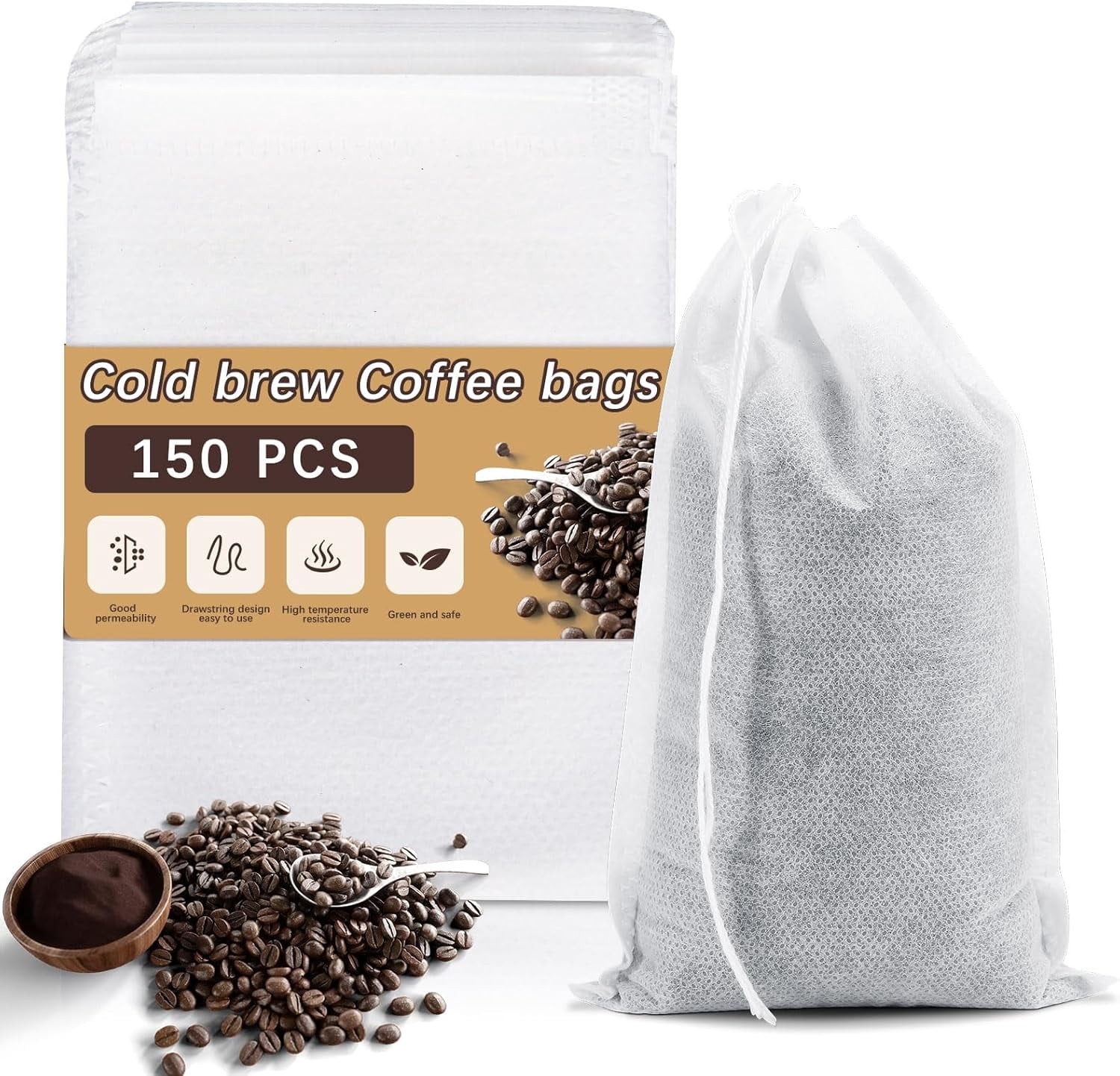 Less Mess Bag 150 Pcs Cold Brew Bags 4x6 inch, No Mess Disposable Cold Brew Coffee ...