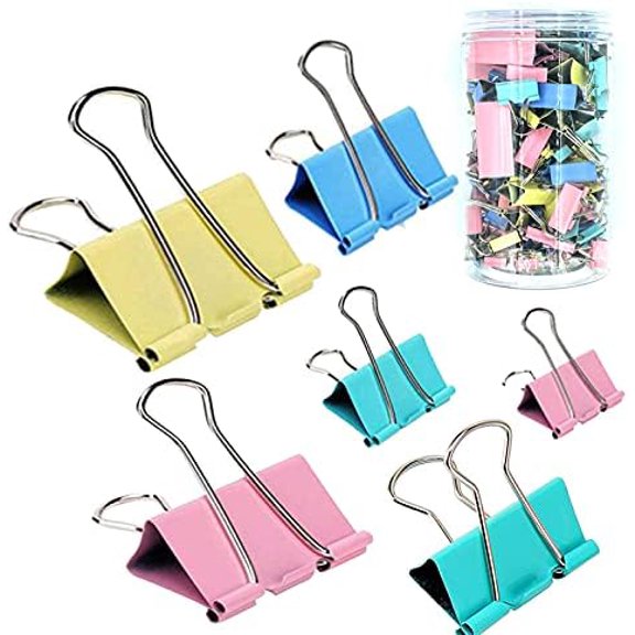150 Pcs Colored Binder Clips Assorted Sizes with a Box, Jumbo, Large, Medium, Small, Mini, Micro,6 Sizes for Office, School and Home