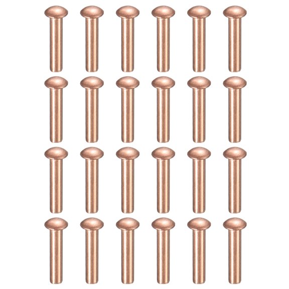 150 Pcs Copper Solid Rivets, 0.12"x0.55" Half Round Head Rivet Metal Fasteners for Electrical Applications, Leather DIY Craft Supplies (M3x14)