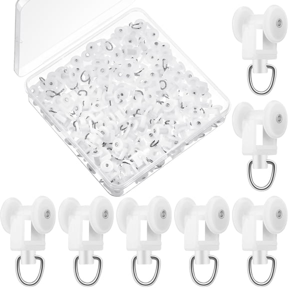 150 Pcs Curtain Track Gliders Dual Wheel Plastic Mute Rollers for Ceiling Drapes & Room Dividers Plastic Shower Rail Hooks Compatible with Most Tracks Easy Install