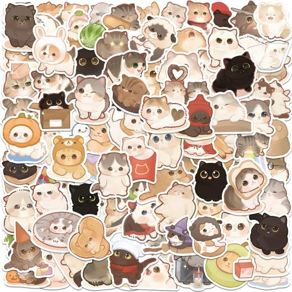 140 Pcs Cute Cat Stickers for Water Bottles| Gift for Kids Teen Birthday Party| Kawaii Stickers Pack|Waterproof Stickers for Water Bottles,Laptop,Phone,Skateboard,Bicycle