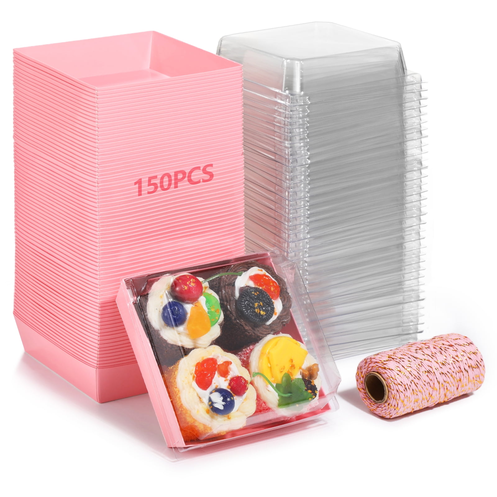 Chewoof, Disposable Cake Containers, 150 Pcs, Pink Charcuterie Boxes ...