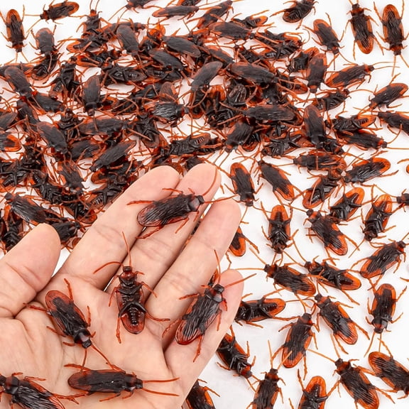 150 Pcs Halloween Premium Fake Cockroaches - Creepy Plastic Fake Bugs,Pranks for Adults,Faux Cockroaches Lifelike Creepy for Halloween,Fool's Day,Tricking People,Prank Playing,Party Decor