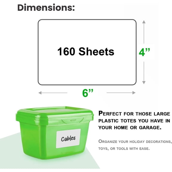 150 Pcs Labels for Storage Bins, 6 X 4 Inch Removable Tear Resistant No Residue Storage Bins Labels for Home Organization, Storage, Business, School